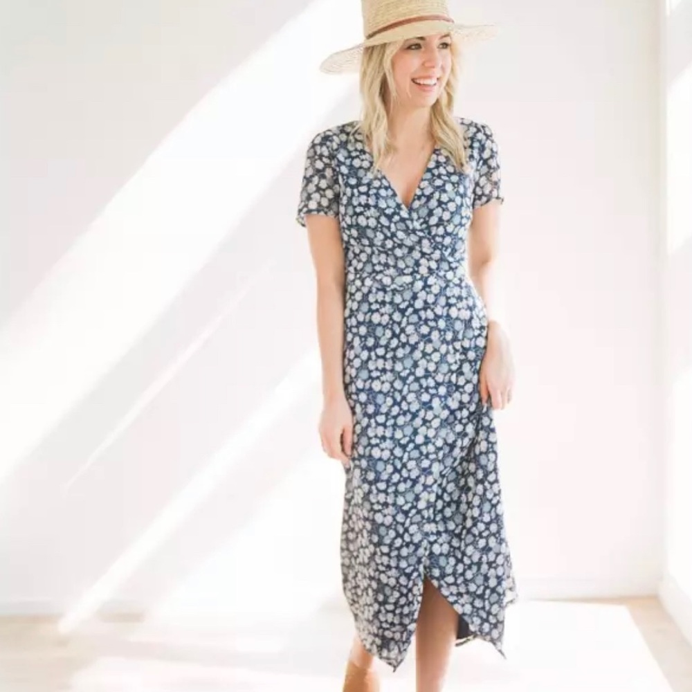 Madewell Wrap Front Midi Dress in French Floral